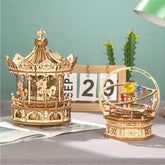 3D Holz-Puzzle - Drehbares Karussell